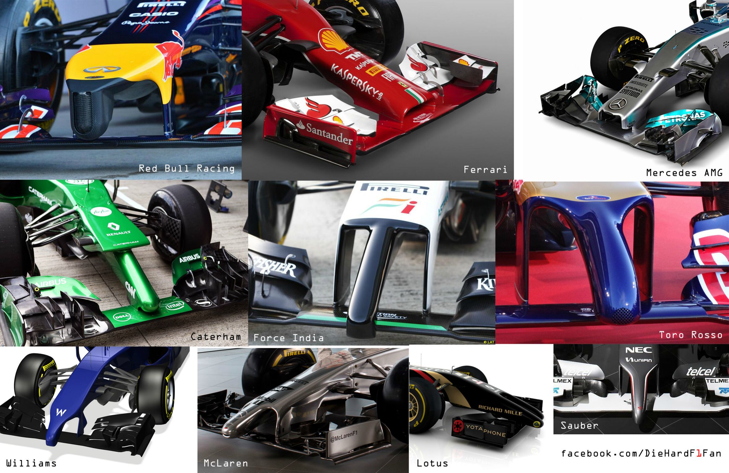 Носовые части автомобилей Ф1 2014 года