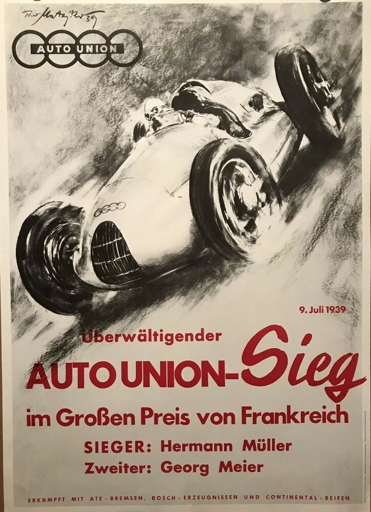 Постер "Ауто Унион" в честь победы в БП АКФ'39